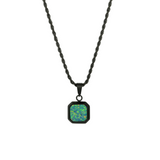 Green Opal Pendant - Mens Black Necklace With Opal | Twistedpendant