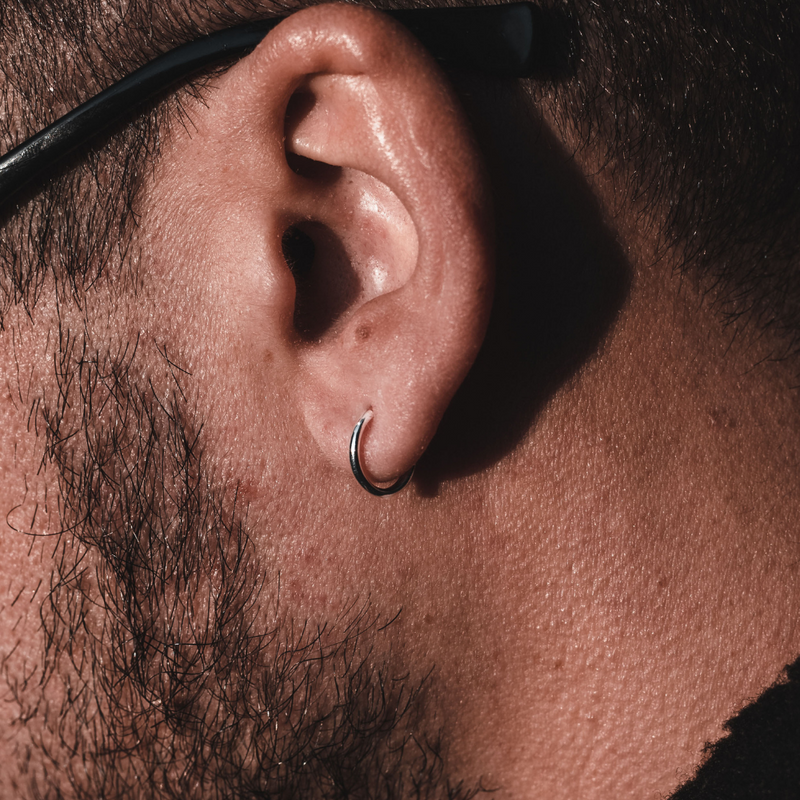 Single Unisex Men's Squared Silver Hoop Earring - Kahua– ke aloha jewelry