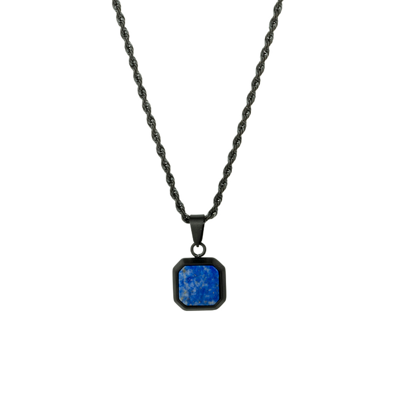 Blue Lapis Lazuli Pendant - Black Necklace With Gemstone | Twistedpendant