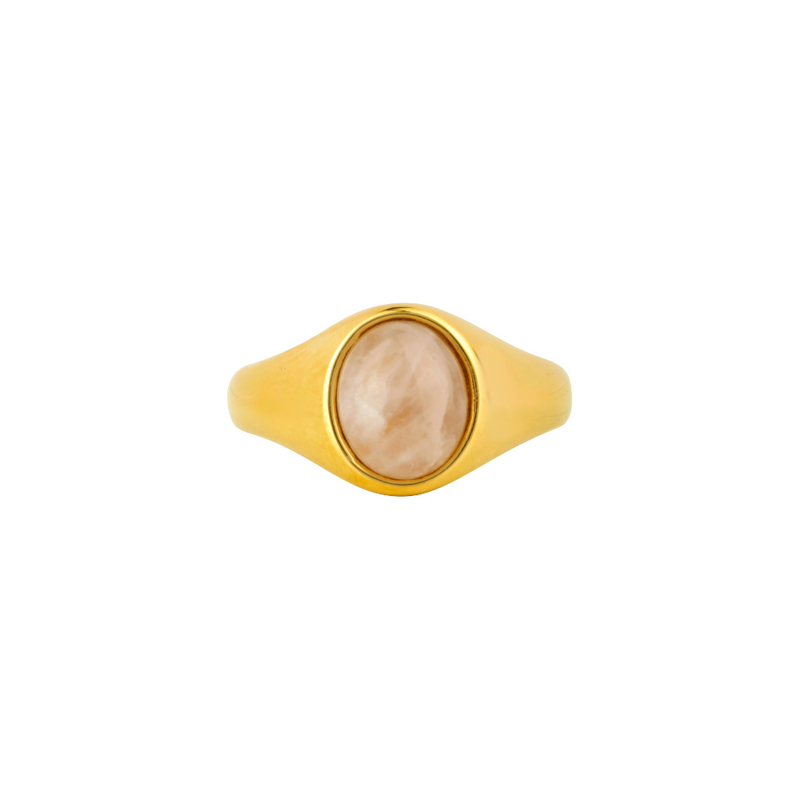 Gold Rose Quartz Signet Ring - Mens Rings | By Twistedpendant