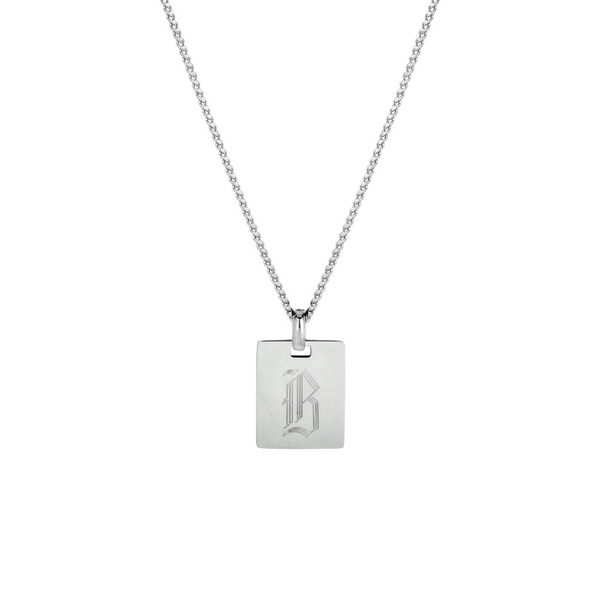 Tag Me Initial Silver Necklace E