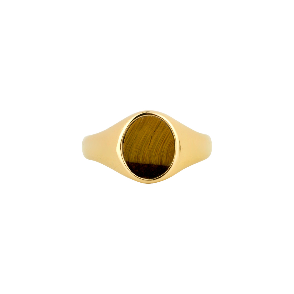 Tigers Eye Signet Ring Men - Mens Gold Signet Ring - By Twistedpendant