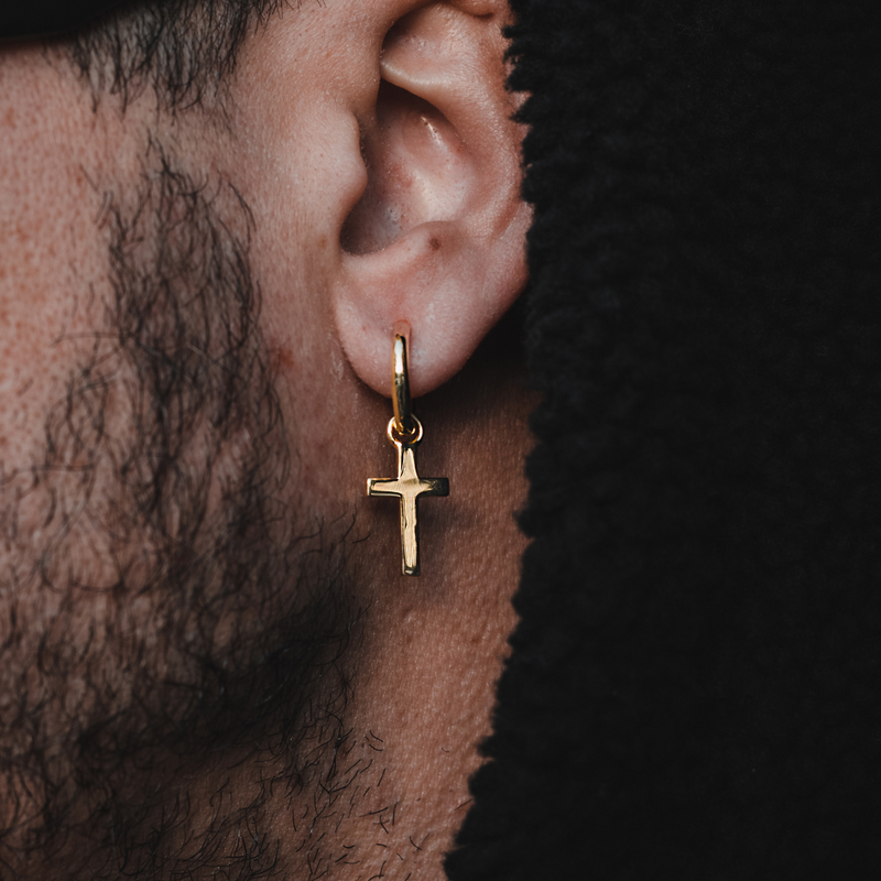 Gold Cross Dangle Earrings