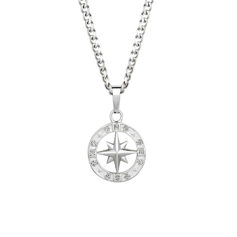 Silver Compass Men's Pendant Necklace | Twistedpendant