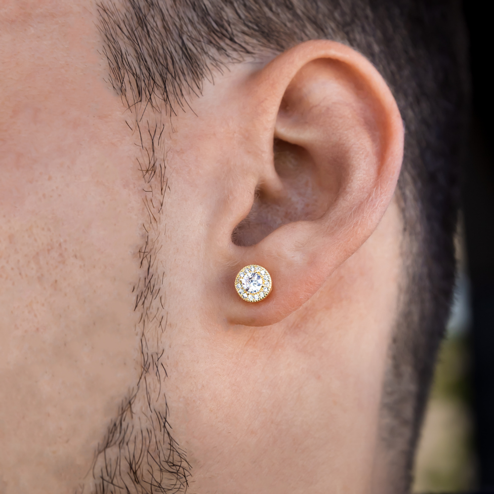 Silver Round Diamond Stud Earrings - Mens Earrings | By Twistedpendant