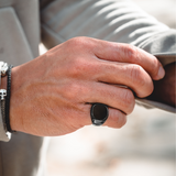 Large Black Signet Ring, Black Onyx Ring - Mens Ring | By Twistedpendant