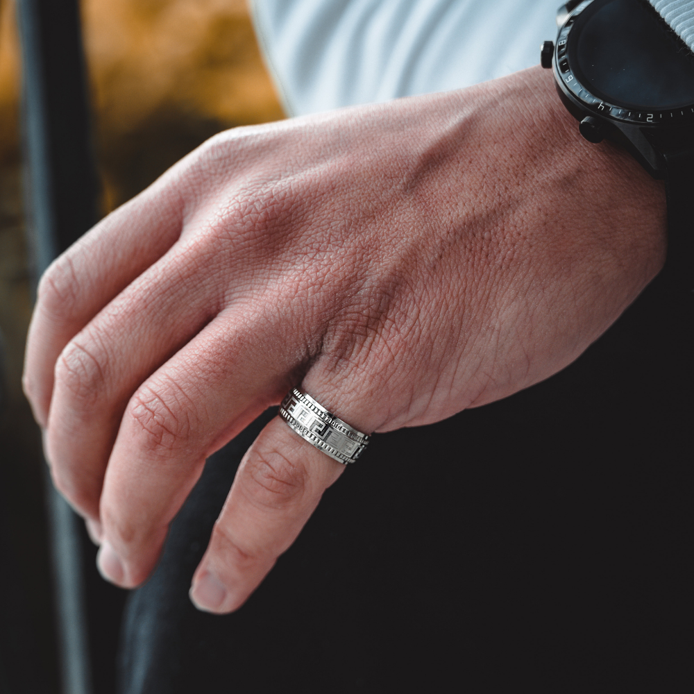 Greek key Silver Ring - Mens Silver Rings | By Twistedpendant