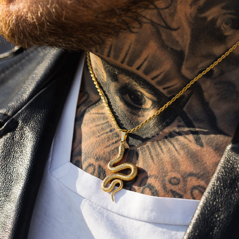 Snake Pendant Necklace | Mens Gold Necklaces By Twistedpendant