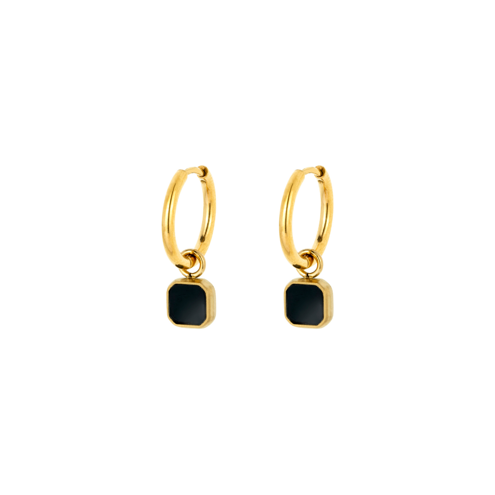 Mens Gold Earrings - Mens Black Onyx Dangle Earrings By Twistedpendant