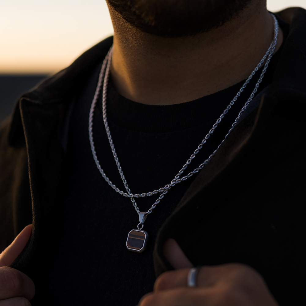 Tigers Eye Pendant - Gold Pendant Necklace For Men - By Twistedpendant