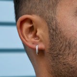 Silver Micro Paved Diamond Hoop - Mens Hoop Earrings By Twistedpendant