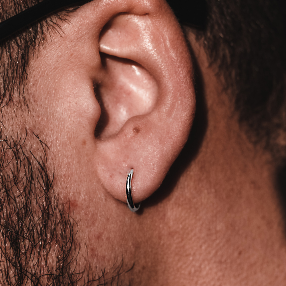 Thin 18K Gold Hoop Earrings | Mens Earrings - Twistedpendant