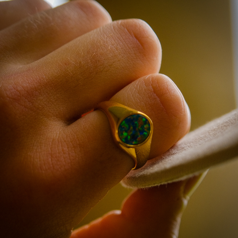 Opal Signet Ring For Men - Mens Gold Signet Rings - By Twistedpendant