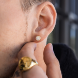 Silver Round Diamond Stud Earrings - Mens Earrings | By Twistedpendant
