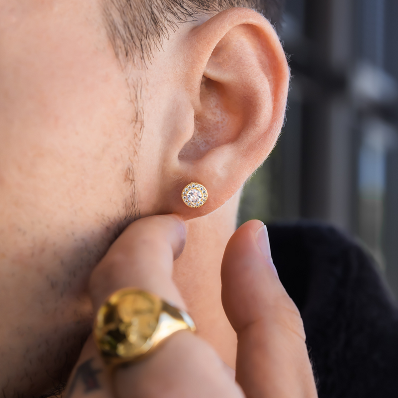 Silver Round Diamond Stud Earrings Mens Earrings By Twistedpendant