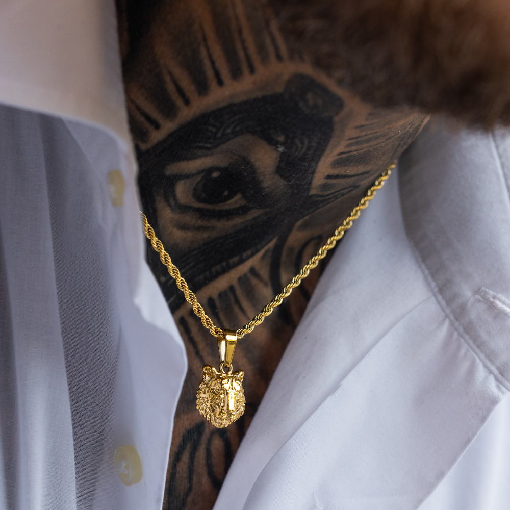Mini Gold Tiger Pendant Necklace - Men's Gold Necklaces | Twistedpendant