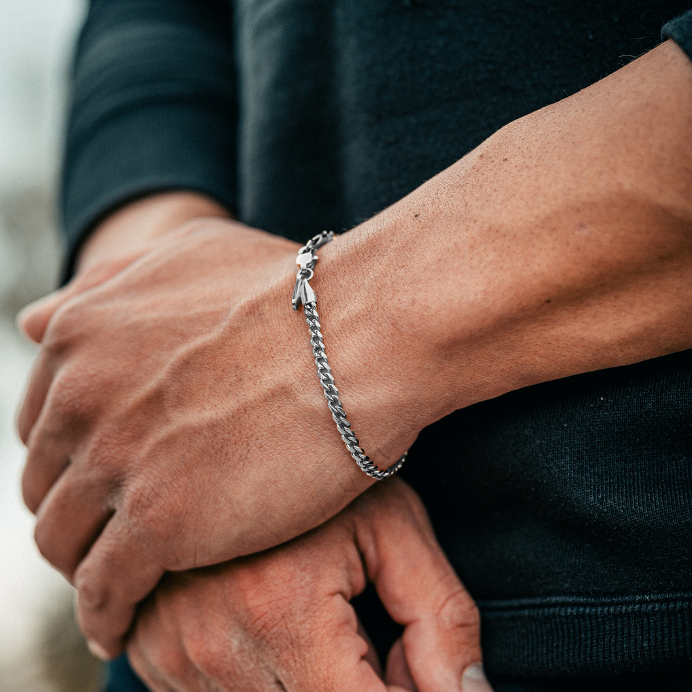 Thin Silver Bracelet - Minimalist Silver Bracelets For Men | By Twistedpendant