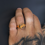 Tigers Eye Signet Ring Men - Mens Gold Signet Ring - By Twistedpendant