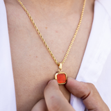 Red & Gold Onyx Pendant - Gemstone Necklace For Men | Twistedpendant