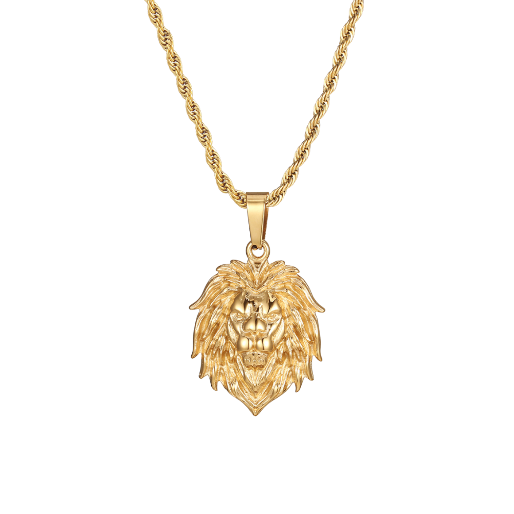 Lion Head Leo CZ Stainless Steel Pendant Necklace – Men's Cuban Chain – 6mm