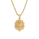 Men's Gold Lion Head Necklace - Men's Gold Necklaces | Twistedpendant