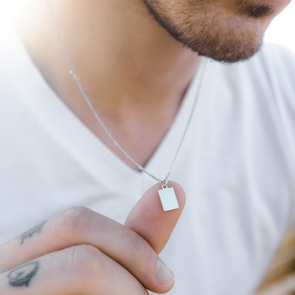 Minimalist Mini Bar Pendant Necklace - Men's Silver Necklace | Twistedpendant