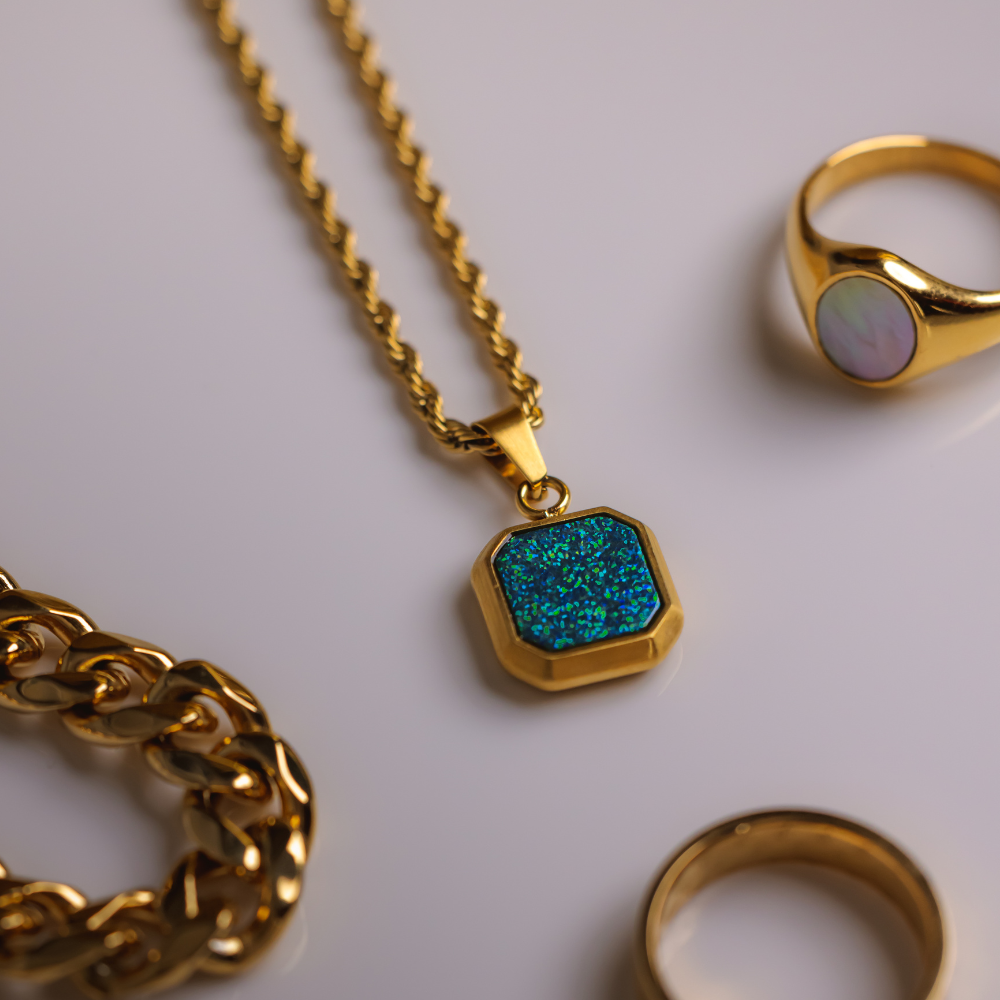 Gold Opal Pendant Necklace For Men | Twistedpendant
