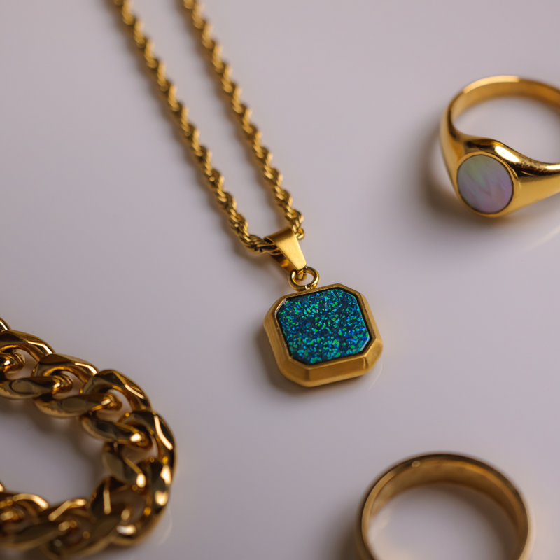 Gold Opal Pendant Necklace For Men | Twistedpendant