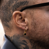 Mens Gold Earrings - Mens Black Onyx Dangle Earrings By Twistedpendant