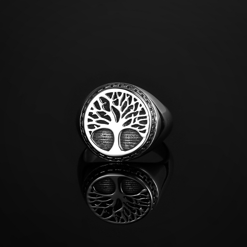 Large Silver Tree Of Life Signet Ring - Mens Signet Ring By Twistedpendant