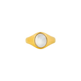 Pearl Signet Ring - Gold | Mens Gold Rings - By Twistedpendant
