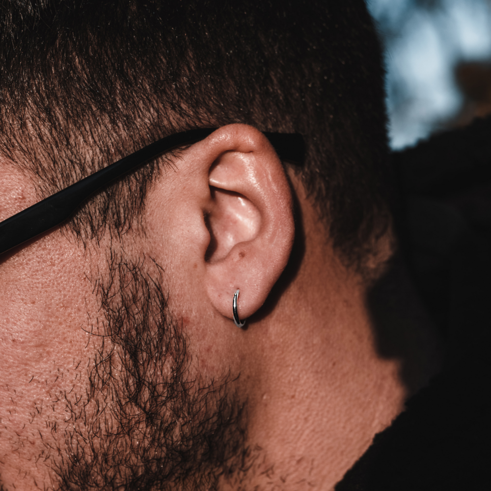 Thin Sterling Silver Hoop Earrings | Mens Earrings - Twistedpendant