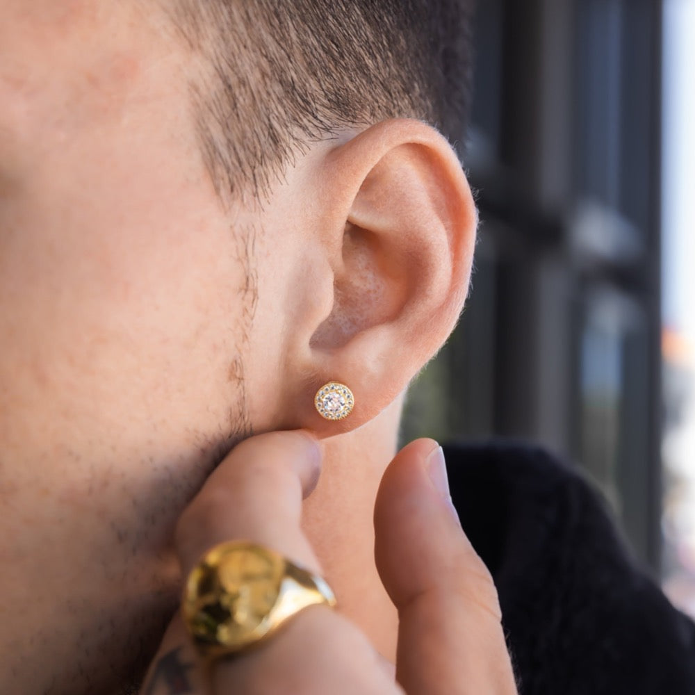 14K Gold Round Diamond Stud Earrings - Mens Earrings | By Twistedpendant