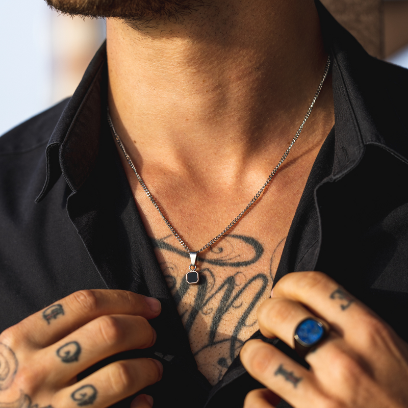 Mini Onyx Pendant Black Onyx Necklace For Men By Twistedpendant