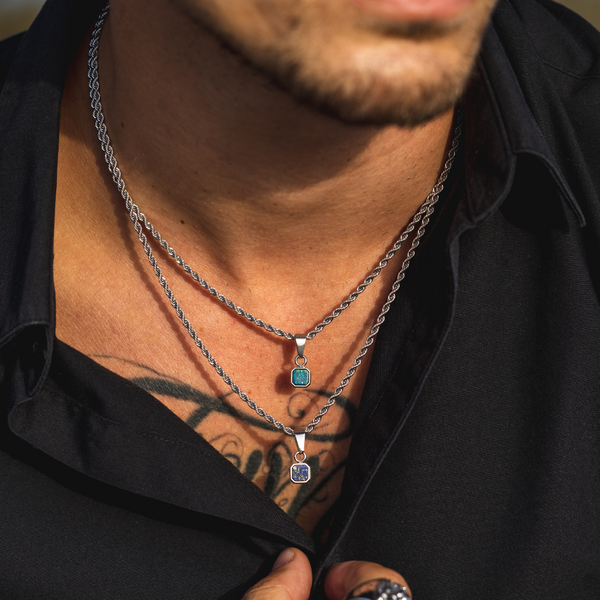 Buy the Artistic Stone and Gold Cross Mens Necklace | JaeBee Jewelry