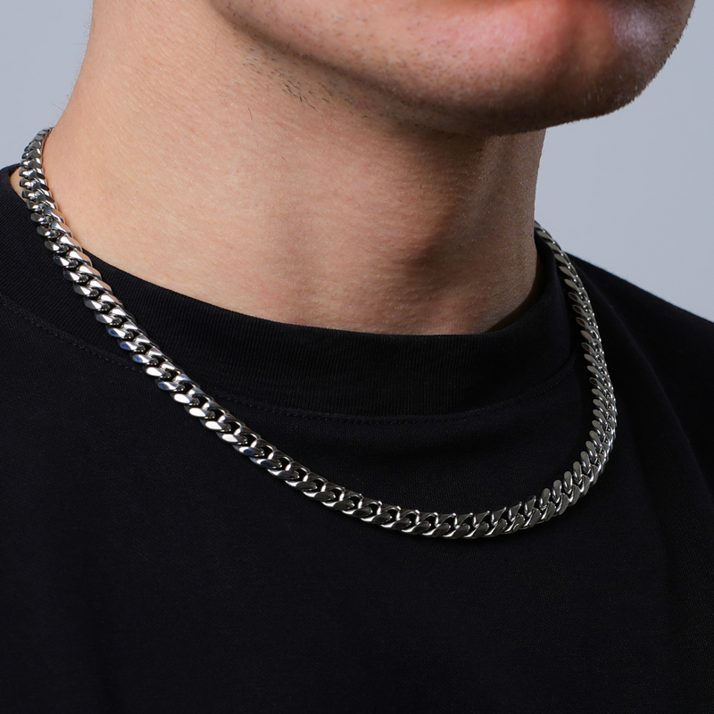 Men s Thick Silver Cuban Chain Necklace 8MM Twistedpendant