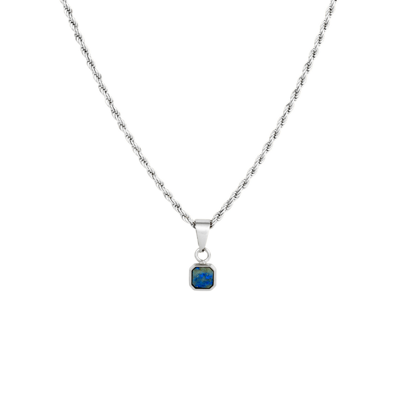Mini Lapis Lazuli Pendant | Silver Necklace For Men - By Twistedpendant