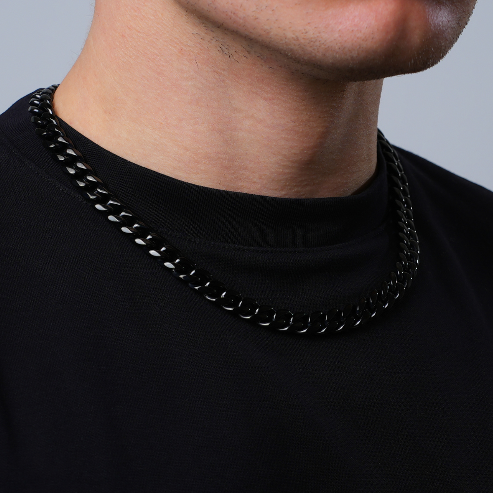 Men's Black Cuban Chain (10MM) - Mens Black Chain | Twistedpendant