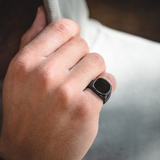 Large Black Signet Ring, Black Onyx Ring - Mens Ring | By Twistedpendant