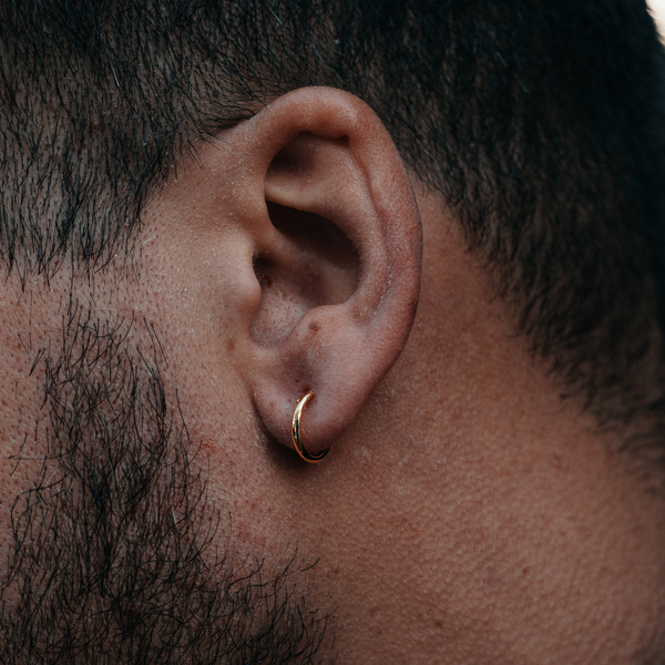 Thin 18K Gold Hoop Earrings | Mens Earrings - Twistedpendant