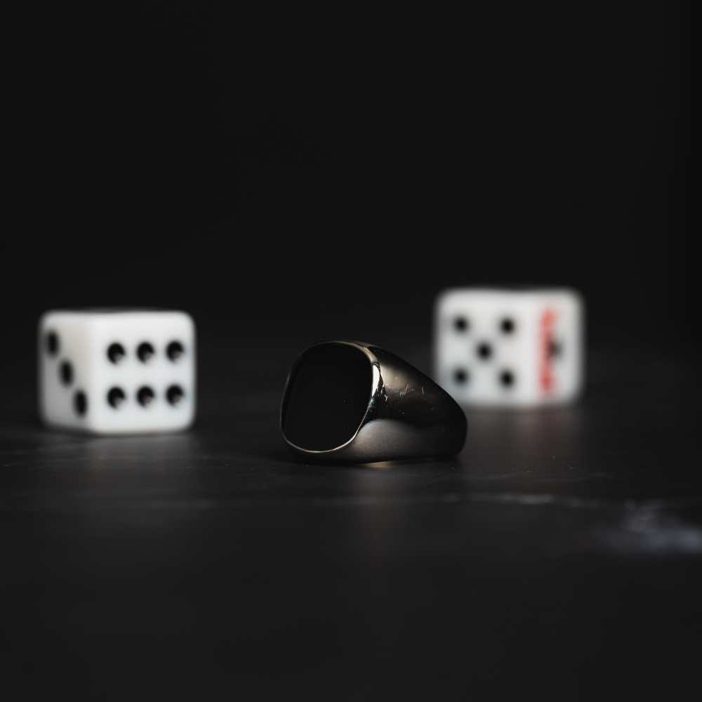 Black Polished Signet Ring - Silver | Mens Silver Ring | Twistedpendant