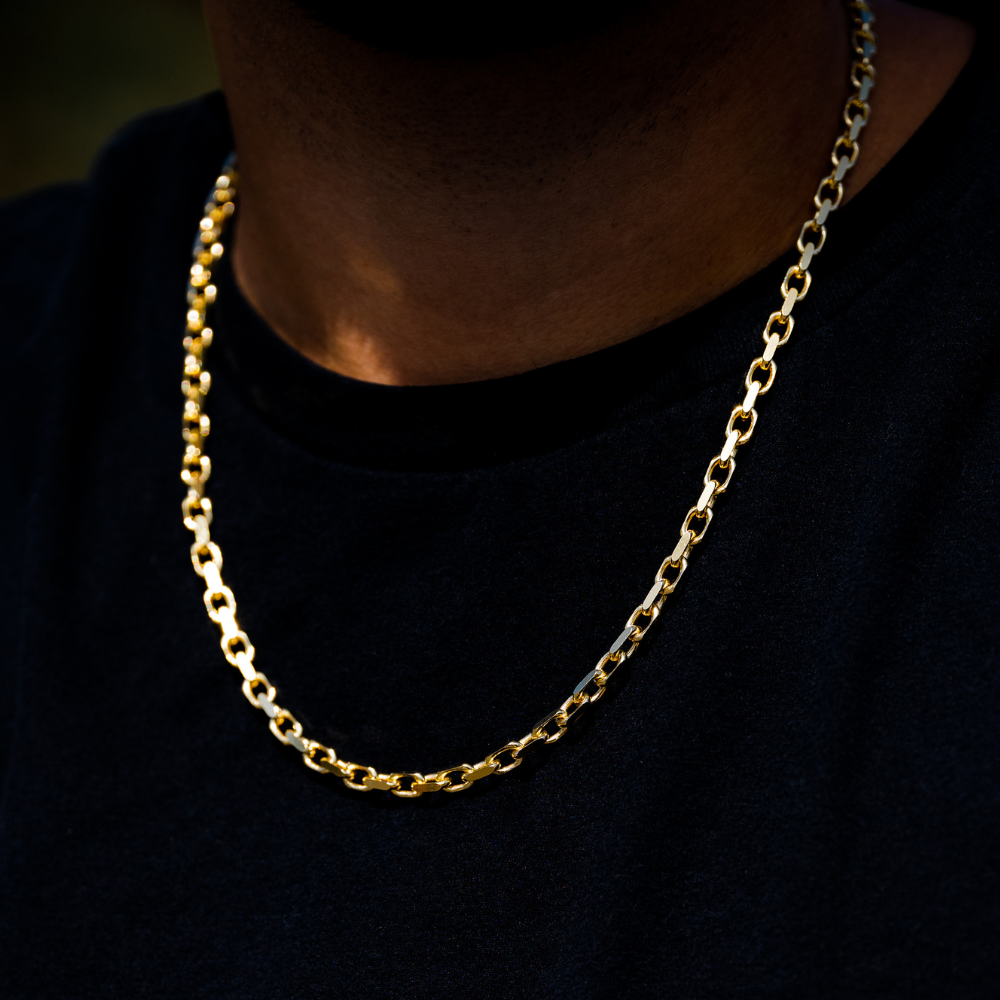 18K Gold Rolo Link Chain Necklace - Mens Necklace Chain By Twistedpendant