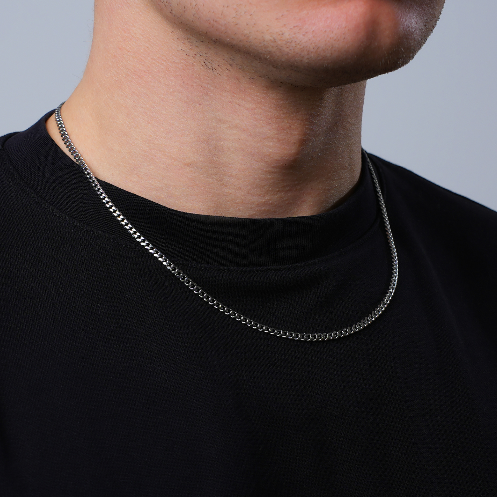 Thin Silver Cuban Chain (3MM) For Men - Multiple Sizes | Twistedpendant