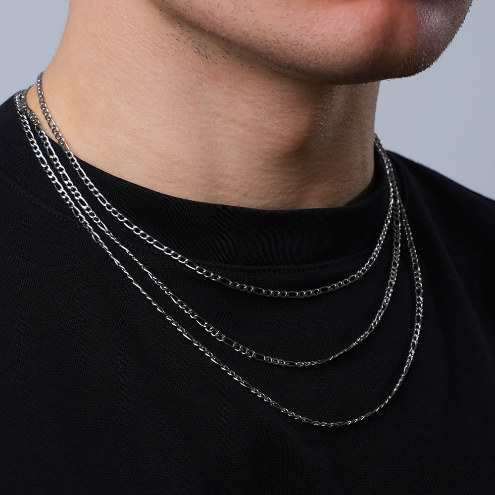 18K Gold Figaro Chain (3MM) For Men - Mens Gold Chain | Twistedpendant