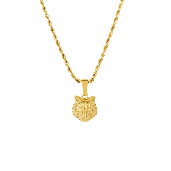 Mini Gold Tiger Pendant Necklace - Men's Gold Necklaces | Twistedpendant