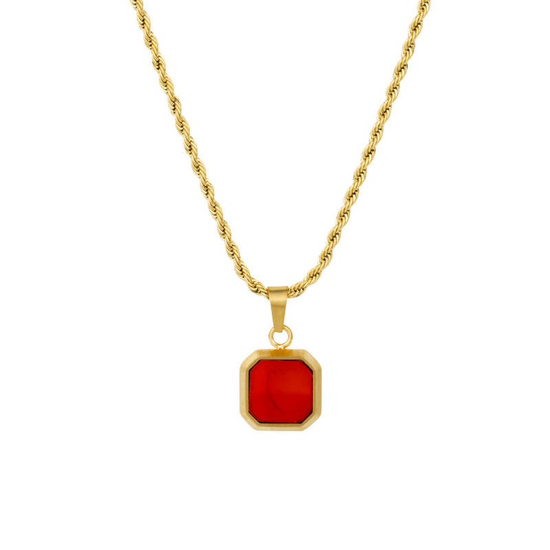 Red & Gold Onyx Pendant - Gemstone Necklace For Men | Twistedpendant