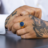 18K Gold Signet Ring, Lapis Lazuli Ring - Mens Ring | By Twistedpendant