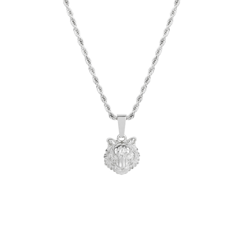 Mini Silver Tiger Pendant Necklace - Men's Silver Necklaces | Twistedpendant