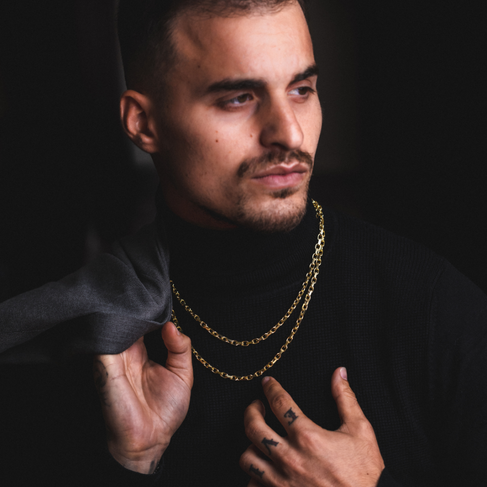 18K Gold Rolo Link Chain Necklace - Mens Necklace Chain By Twistedpendant