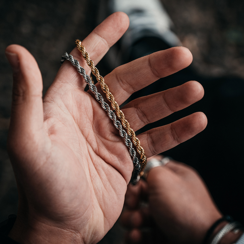 Men's Gold Rope Bracelet (8MM) - 18K Gold Bracelet For Men | Twistedpendant